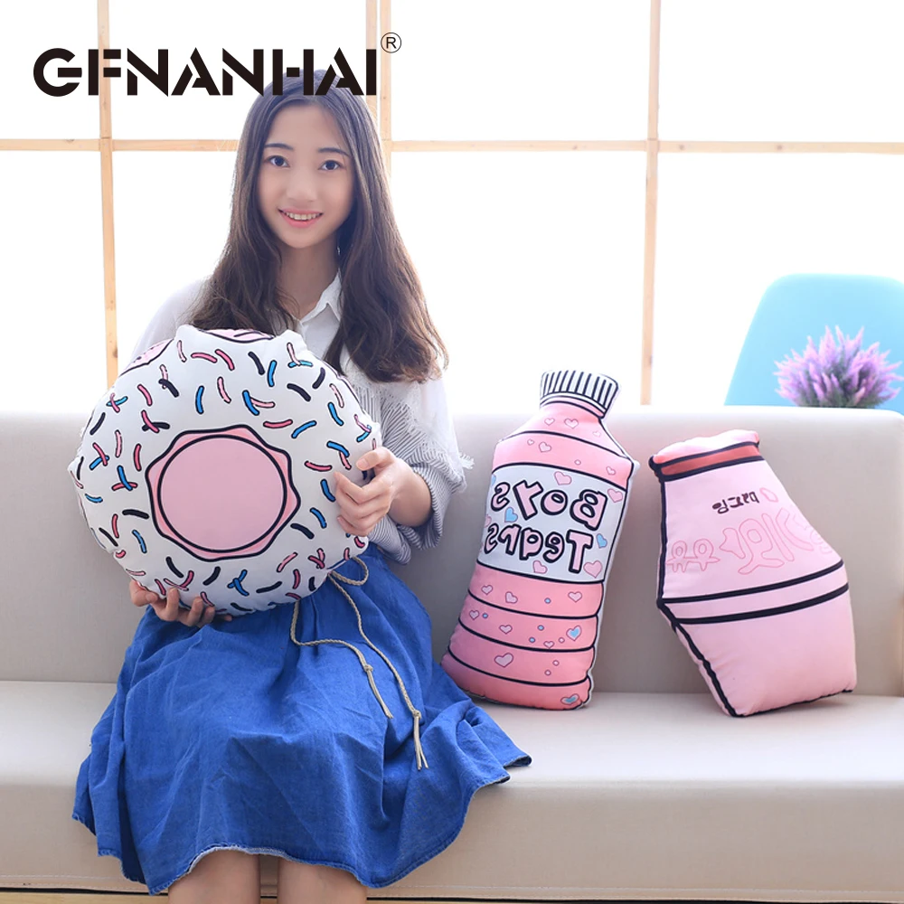 

1pc cartoon simulation bottle Yakult Doughnut plush toy stuffed soft creative bottle pillow for children kids birthday gift
