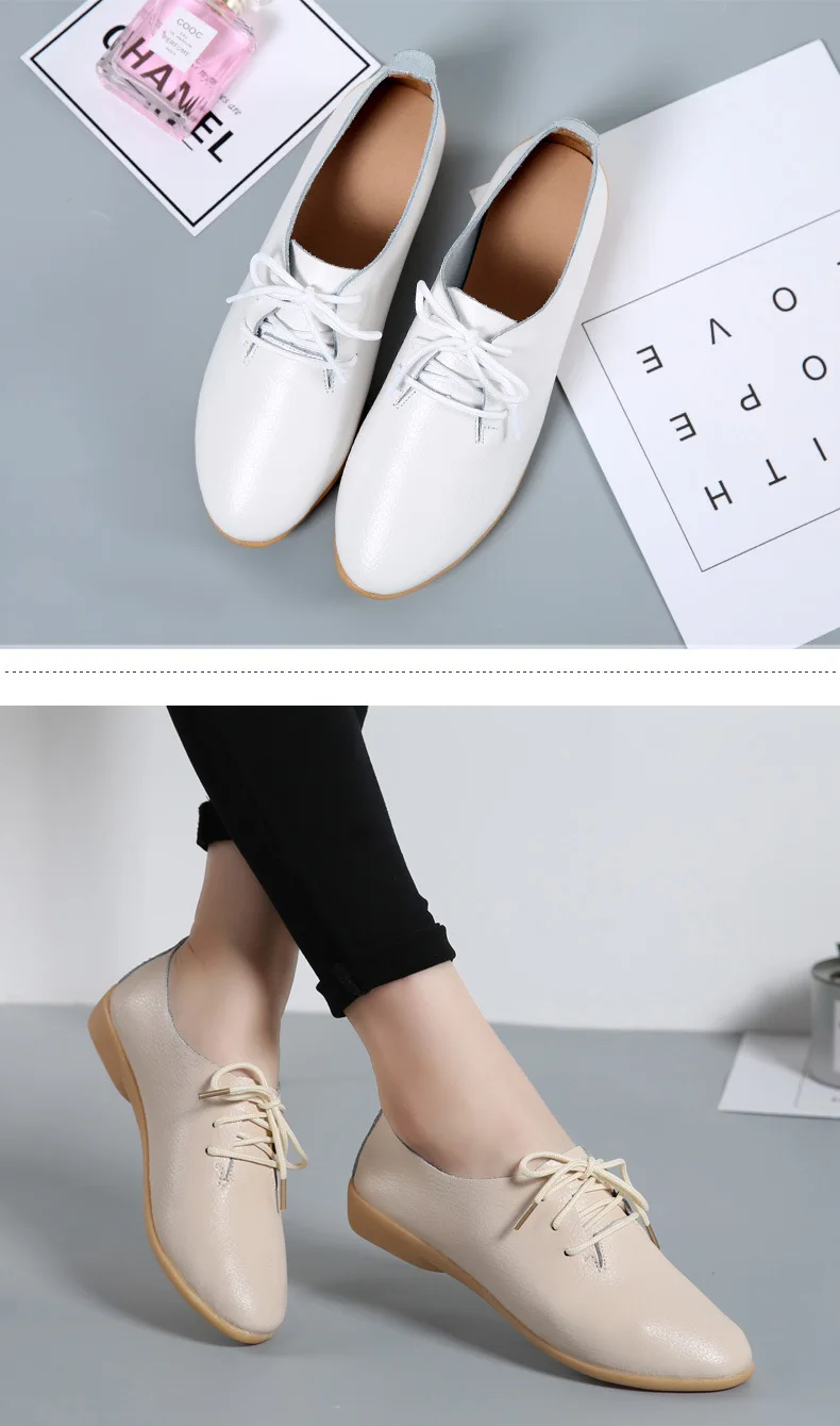 Fashion (Navy Blue)Genuine Leather Summer Loafers Women Casual Shoes