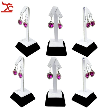 

6Pcs Jewelry Display Holder White and Black Earring Stud Display Storage Organizer Stand Wooden Earring Stand 5*5*12cm