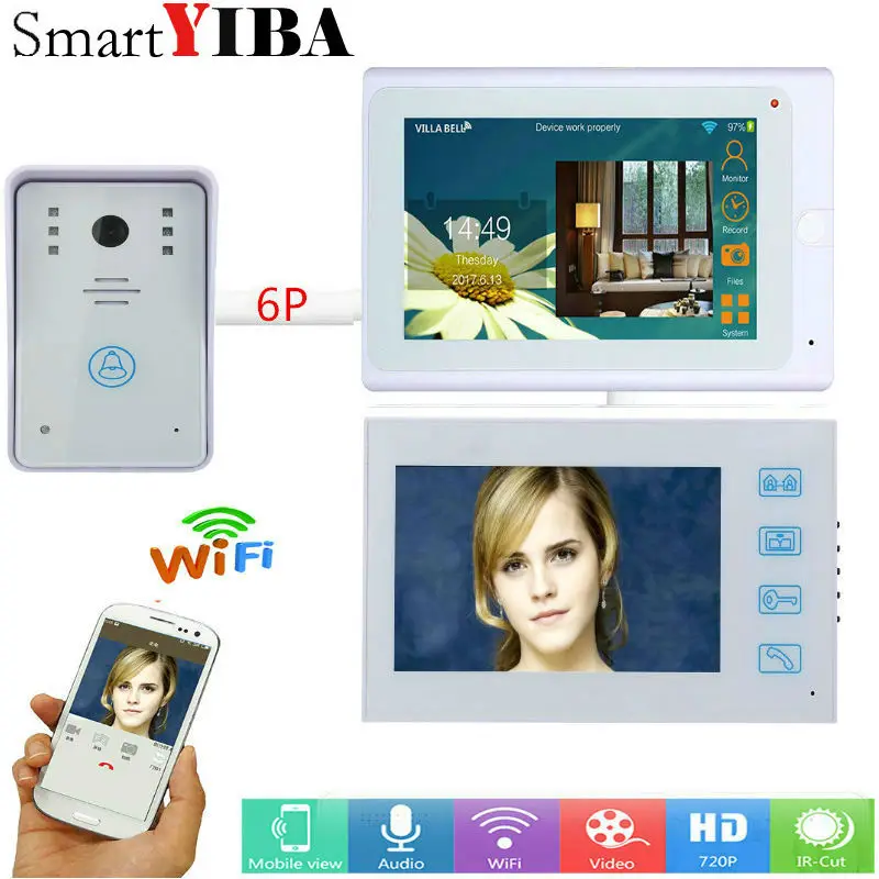 SmartYIBA 7\2 Monitors Wired /Wireless Wifi Video Door Phone Video Intercom Door Intercom Doorphone IR Night Vision Camera