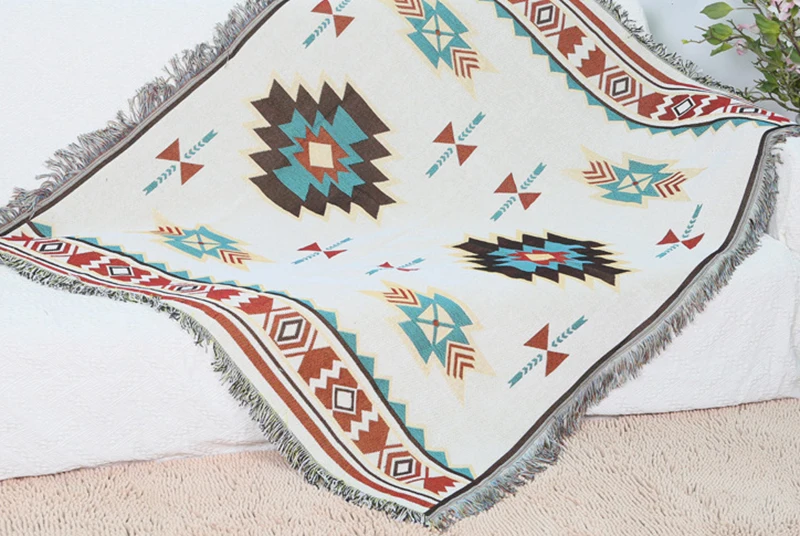 Индийское стильное домашнее одеяло s для стульев и кроватей, красочное одеяло с геометрическим рисунком, ковровое покрывало для дивана, многофункциональное одеяло с кисточками
