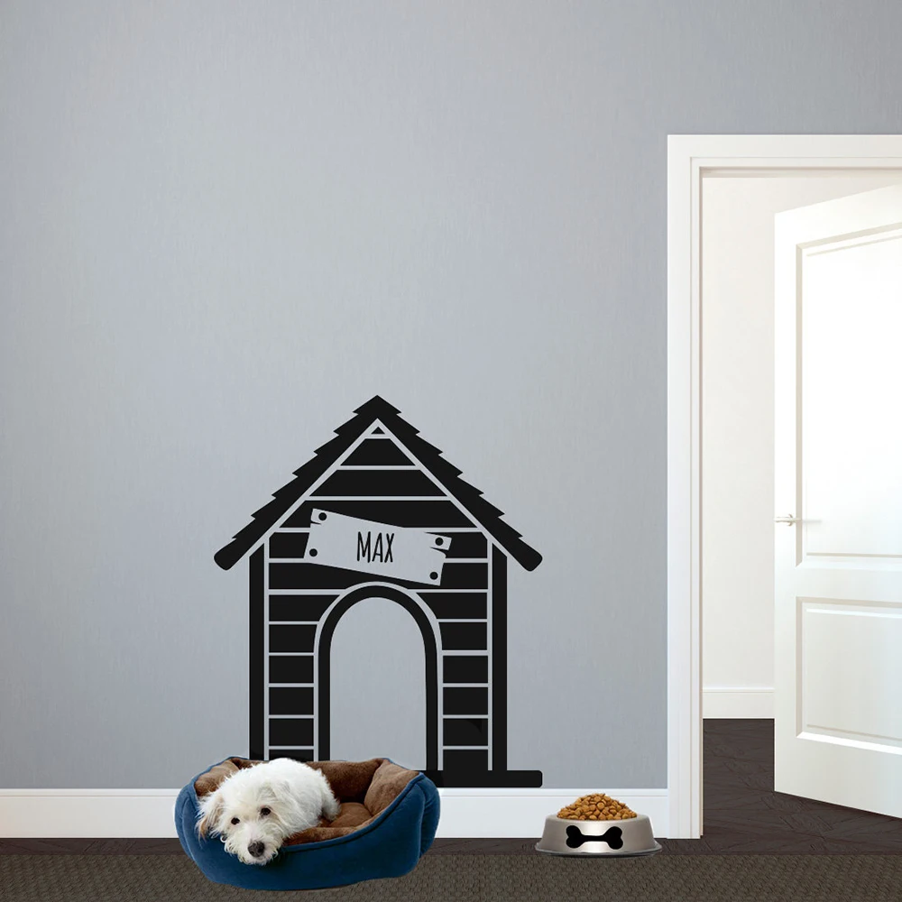 Custom Dog House Name Wall Sticker Personalized Dog Life Name Wall Window Decal Pet Animal Family Vinyl Decor DIY