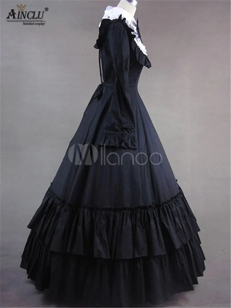 Classic-Lolita-Victorian-Black-Ruffled-Long-Formal-Gown-Dress-34061-1