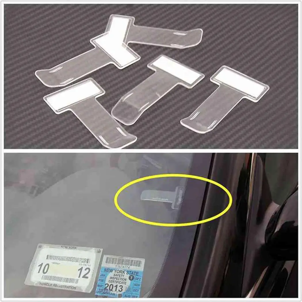 

4pcs Auto Car Ticket Folder Mini T-shape Transparent Environmentally Ticket Folder Car Holder Mount Car Styling for Office Home