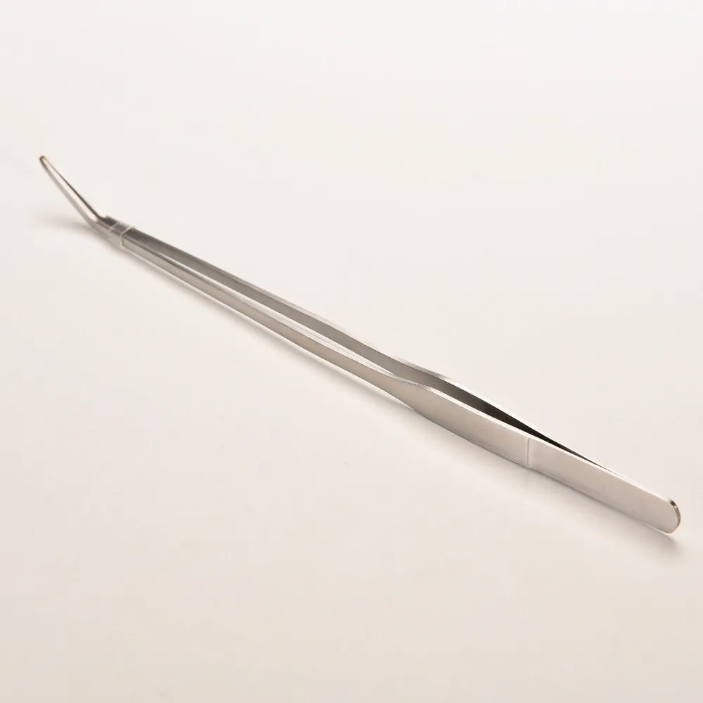 1pc Stainless Steel Rhinestone Tweezers Scissors Aquarium Live Plant Tank Shrimp Reef Tank Curve Tweezer Cleaning Tools 27CM