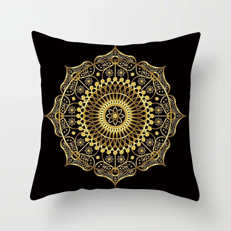 Fuwatacchi Цветочная подушка, Золотая мандала, черная Золотая наволочка, декоративная наволочка, наволочка для дивана