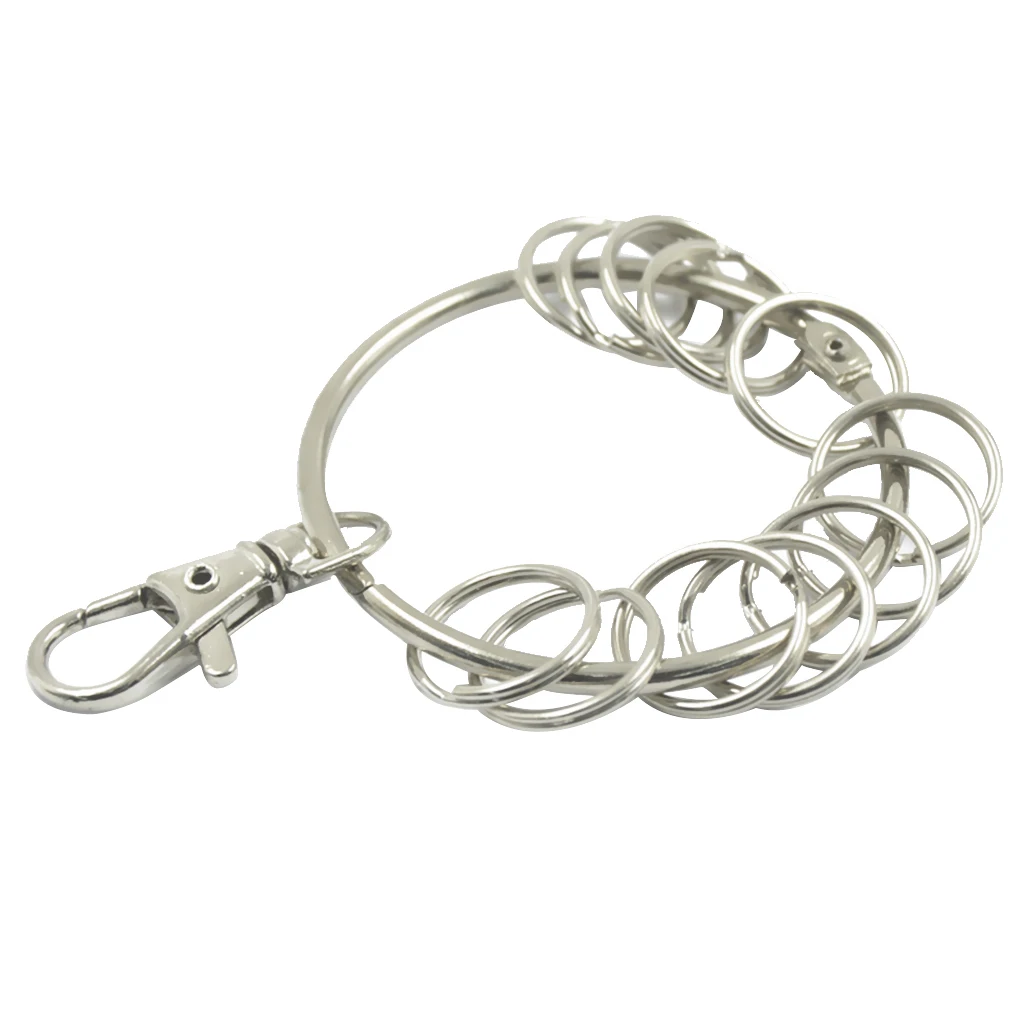 Phenovo Silver Key Rings Holder Silver Round Large Retro Keychain Key Holder for Organizing Keys Fashion Jewelry