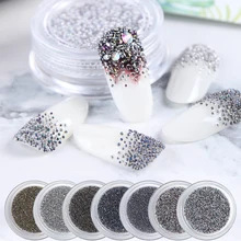 1 коробка икра бусины 3D дизайн ногтей украшения кристалл микро стразы маленькие круглые серебряные камни пламя DIY маникюр декор JI956