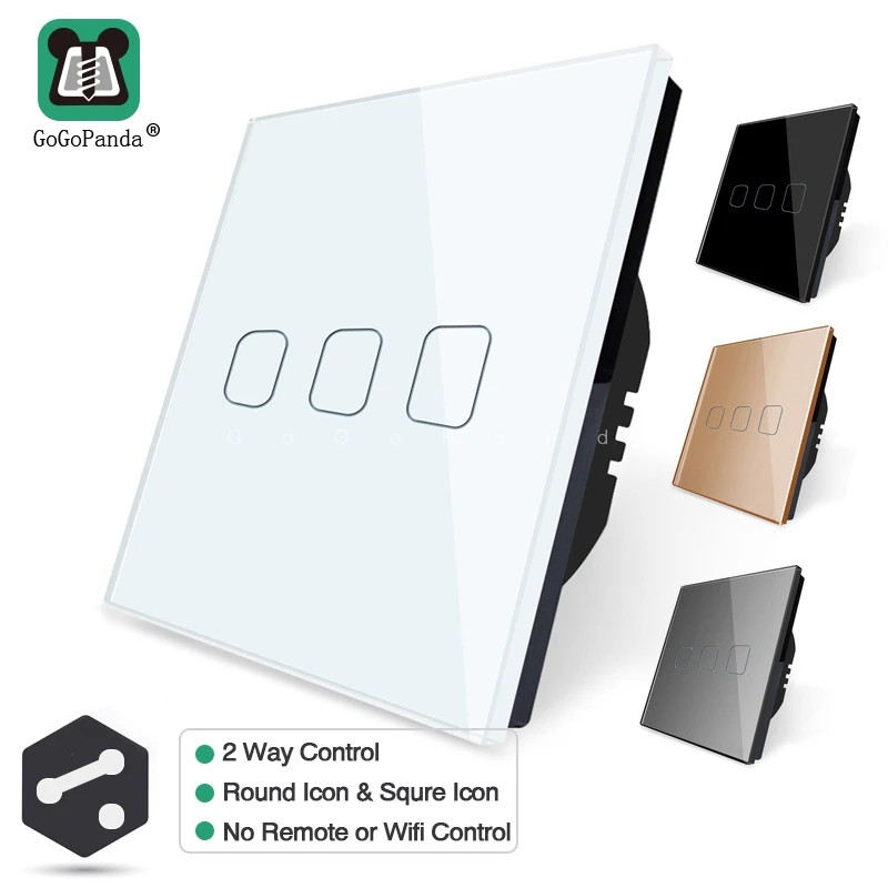 EU 1 Gang 2 Way Wall Light Controler Smart Home Automation Touch Switch Switch Waterproof and