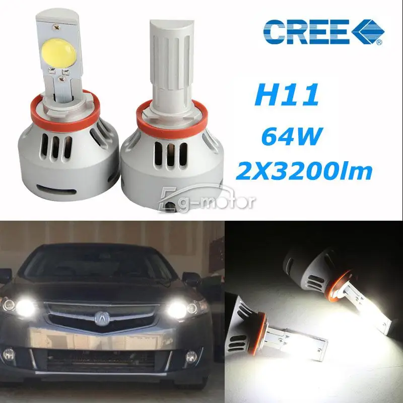 free shiping 3200LM 32W H11 LED Projector Headlight Bulb Fog lamp Bulbs Kit Drivers