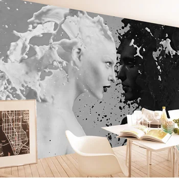 

Modern Black White Wall Art Painting Photo Wall Papers Mural Stickers 3D Living Room Bedroom Self Adhesive Vinyl/ Silk Wallpaper