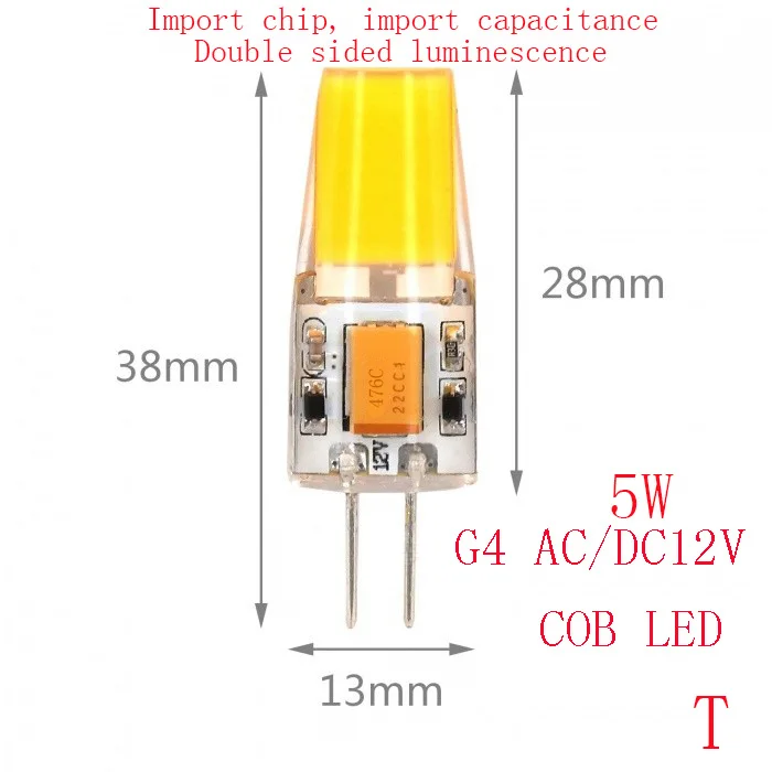 5 шт. G4 лампочка AC/DC 12 В 2 Вт 3 Вт 4 Вт 5 Вт 6 Вт COB SMD 3014 SMD 2835 SMD светодиодный светильник Замена галогенного прожектора люстра G9