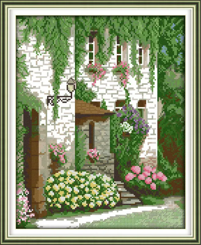 

Front door scenery Printed on Canvas DMC Counted Chinese Cross Stitch Kits printed Cross-stitch set Embroidery Needlework