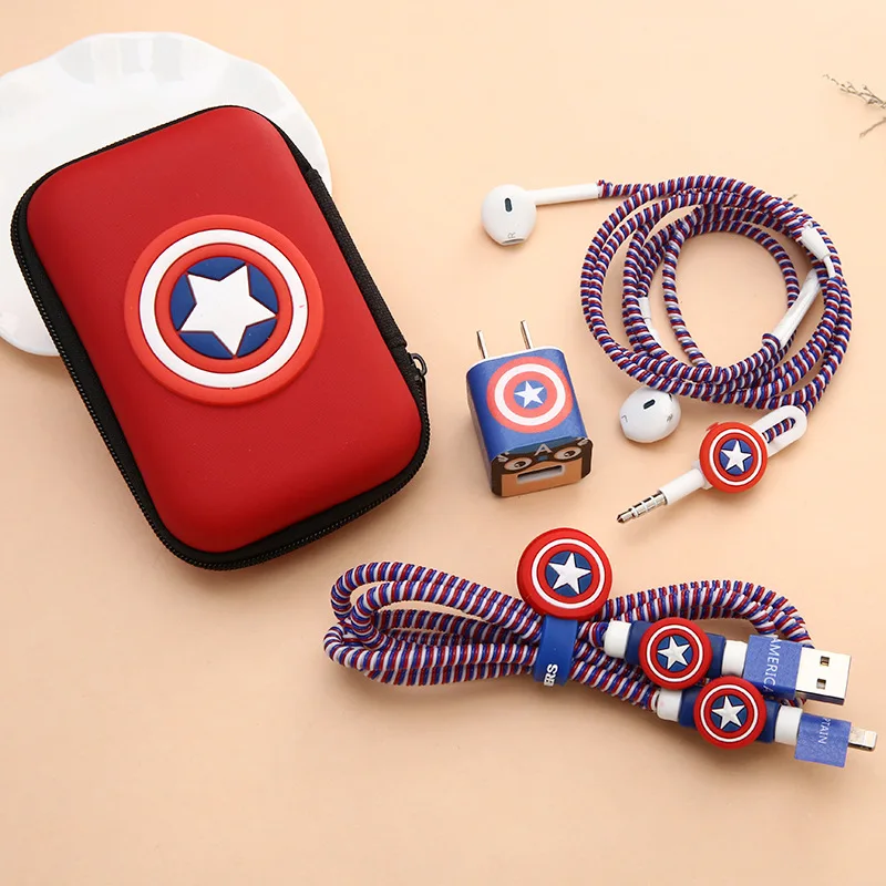 

For iphone 5 5s 6 7 8 USB Charging Cable Earphone Protector Cable Winder TPU Spiral Cord Protector With Square Earphones Case