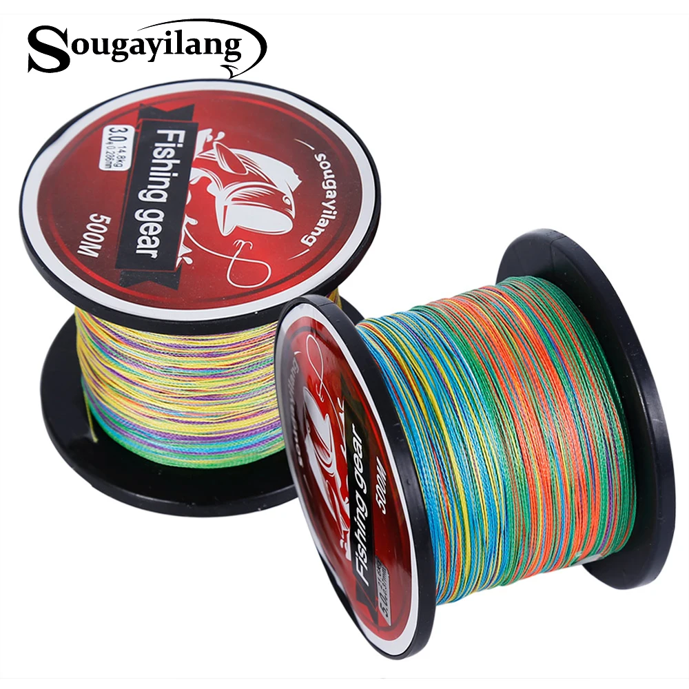

Sougayilang 0.4-8.0#Brand High Quality 500M 12-72LB4 Strands Multifilament PE Braided Fishing Line Multicolor Fishing Line