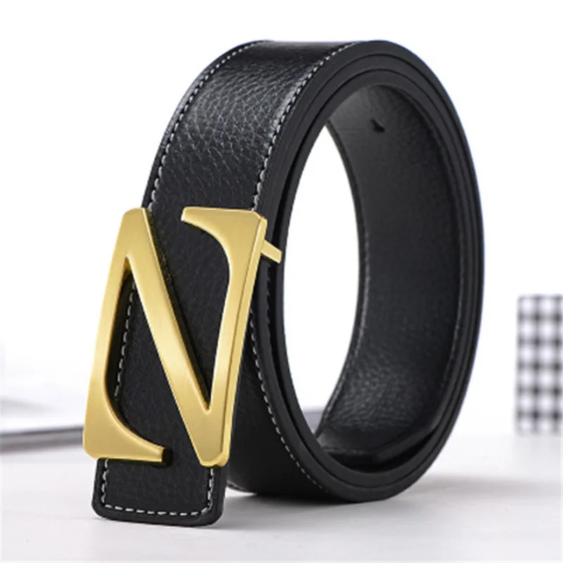 

2019 Luxury Real Leather Belt for Men Women w/3.8cm Designer Cowhide Belt Z Smooth Buckle Men Belt Fashion Mens Belts