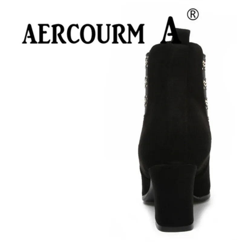 Ante A Invierno Cuero Mujeres Negro Señora Zapatos Corta Botas 2018 La Vaca Aercourm Botines Nuevos Felpa De qwzXqR
