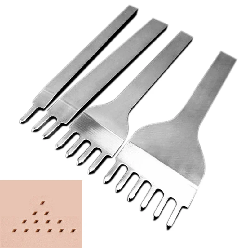 

High Quality 4Pcs White Steel Hole Punches Leather Craft Tools Lacing Stitching Punch Tool Set 3mm 1/2/4/6 Prong