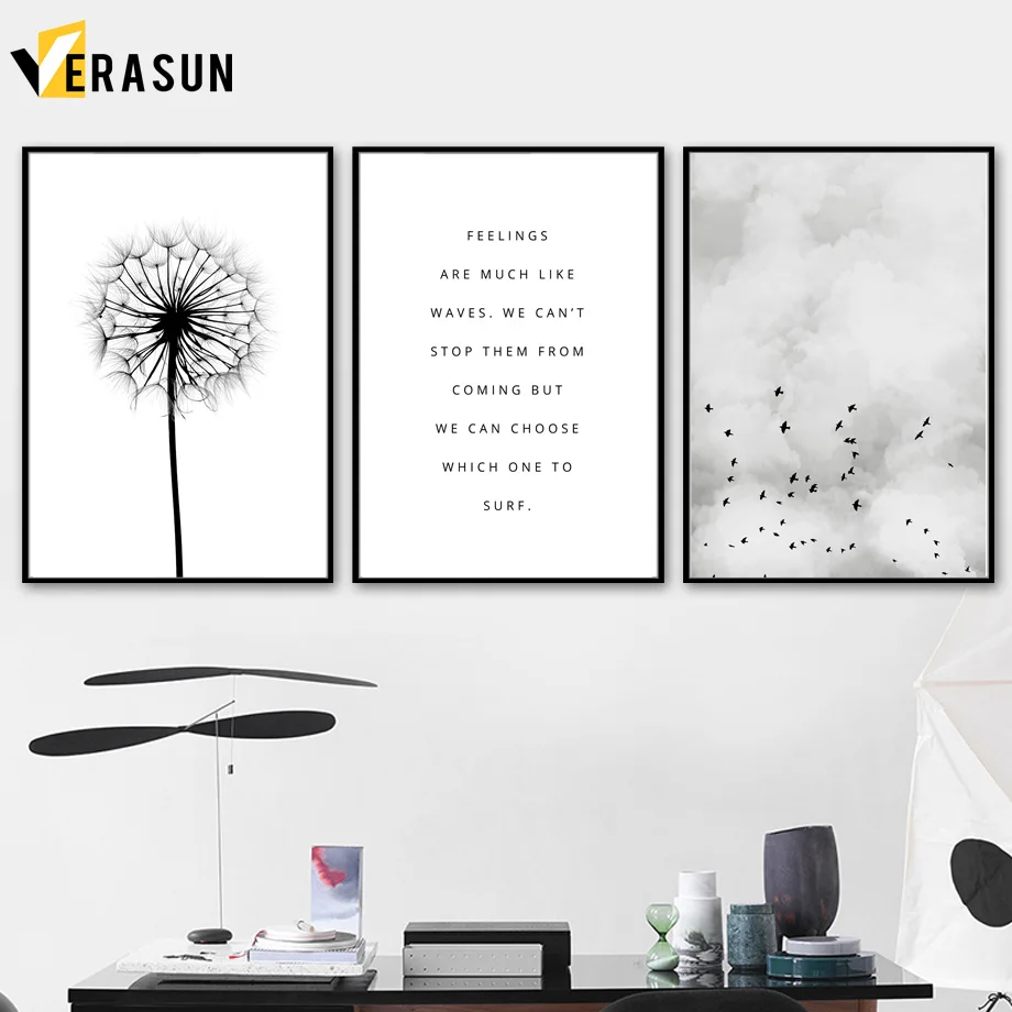 

Dandelion Bird Landscape Wall Art Canvas Painting Nordic Posters And Prints Black White Wall Pictures For Living Room Home Decor