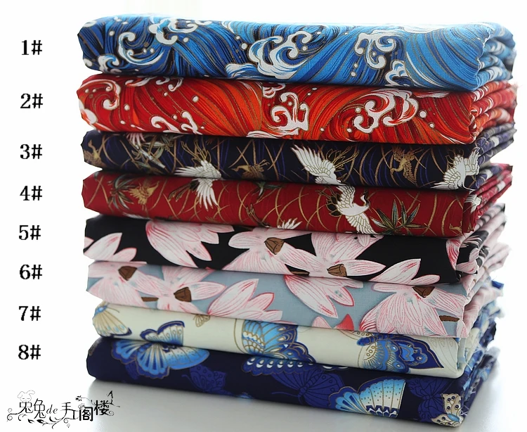 

Japanese kimono fabrics DIY handmade fabrics cotton satin bronzing butterfly