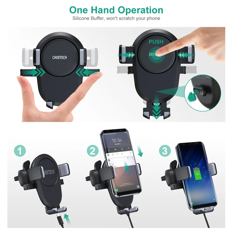 Najtaniej CHOETECH Qi bezprzewodowa ładowarka samochodowa do iPhone 8 X XS Max Samsung ładowarka do telefonu komórkowego 10W szybki bezprzewodowy samochód do ładowania uchwyt do montażu