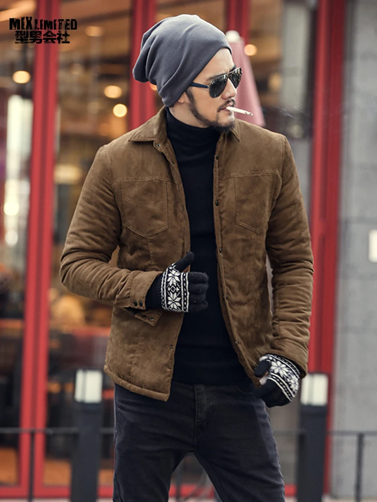 Для мужчин осень модный бренд Slim Fit с длинным рукавом пальто плед хлопок