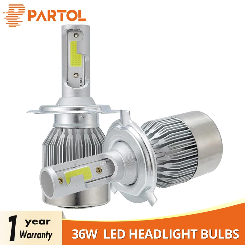 

Partol 36W H1 H3 H4 H7 H11 H13 9005 9006 9007 Car Fog Lamp Auto LED Headlights Bulbs COB Chips 6500K 5000LM 12V 24V For Offroad