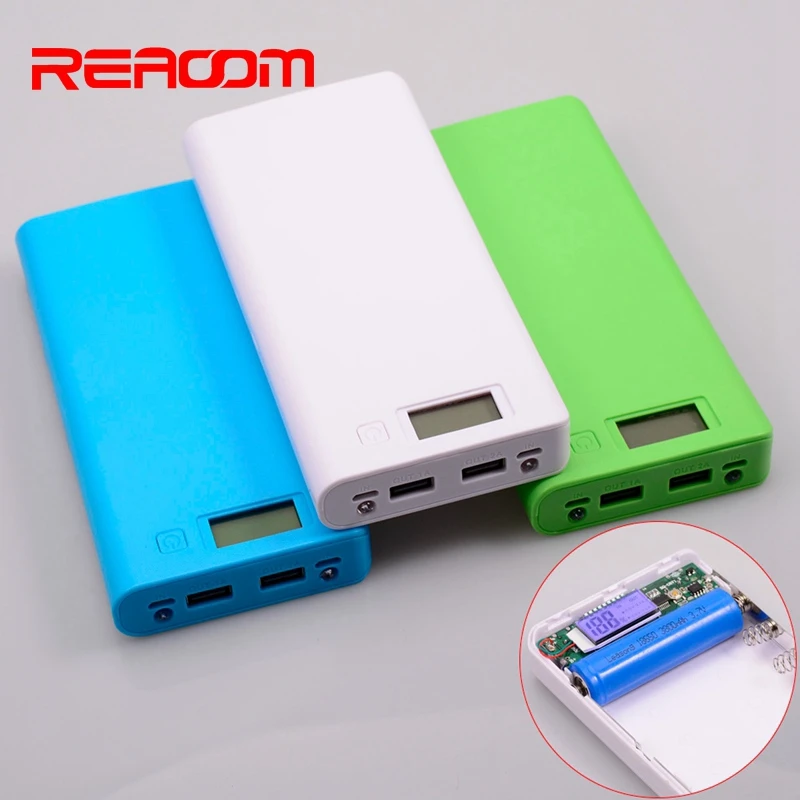 

REAOOM (No Battery) Power Bank Box 8x18650 Powerbank DIY Case Dual USB Mobile Phone Charger for Xiaomi Huawei Pover Power Bank