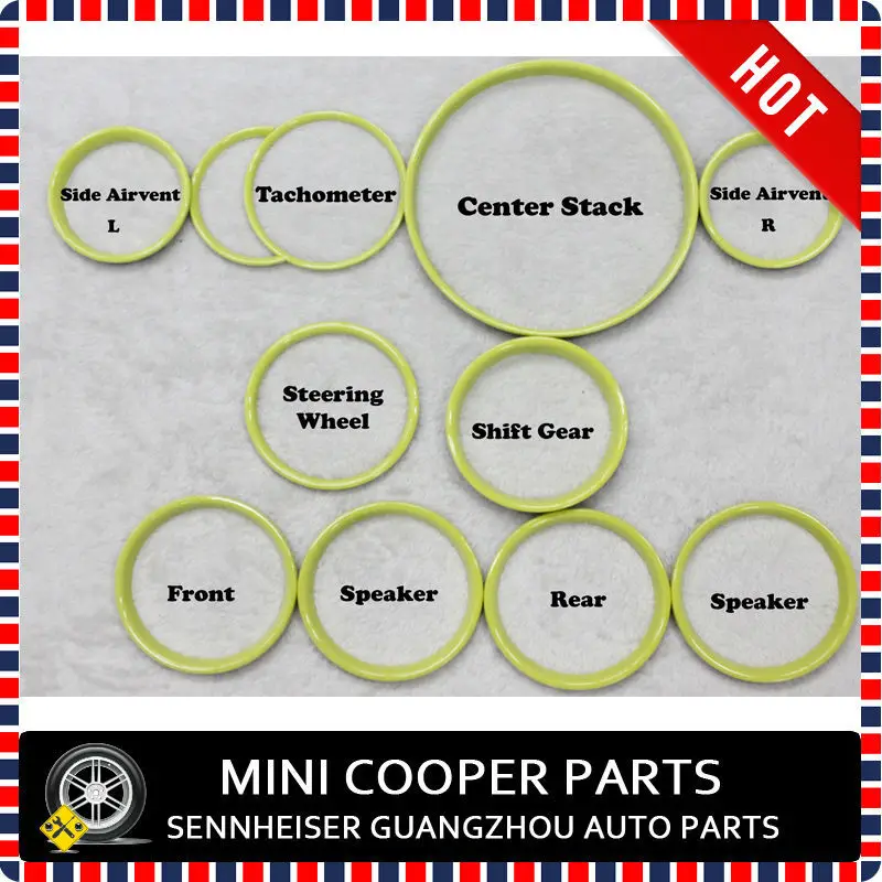 Фирменная Новинка ABS Пластик УФ-защитой подкладке Кольца мини Рэй Стиль чистый желтый Цвет для Mini Cooper F56(11 шт./компл