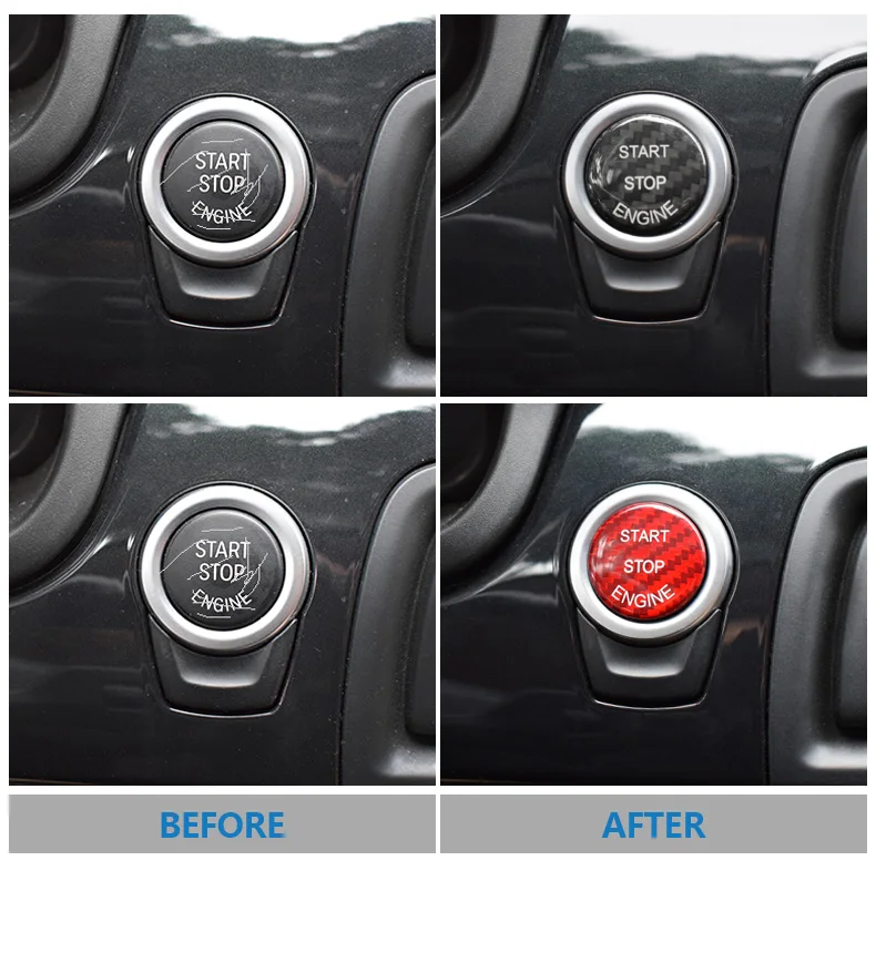 Airspeed for BMW E70 E71 F25 F26 F01 F20 F21 F30 F10 Carbon Fiber Car Engine Start Ignition Button Cover Stickers Interior Trim (4)