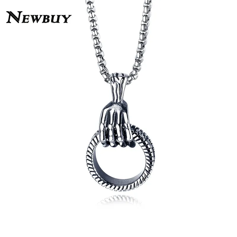 

NEWBUY Vintage Men Punk Jewelry Stainless Steel Skull Onite Pendant Necklace Wholesale Male Party Jewelry Dropship