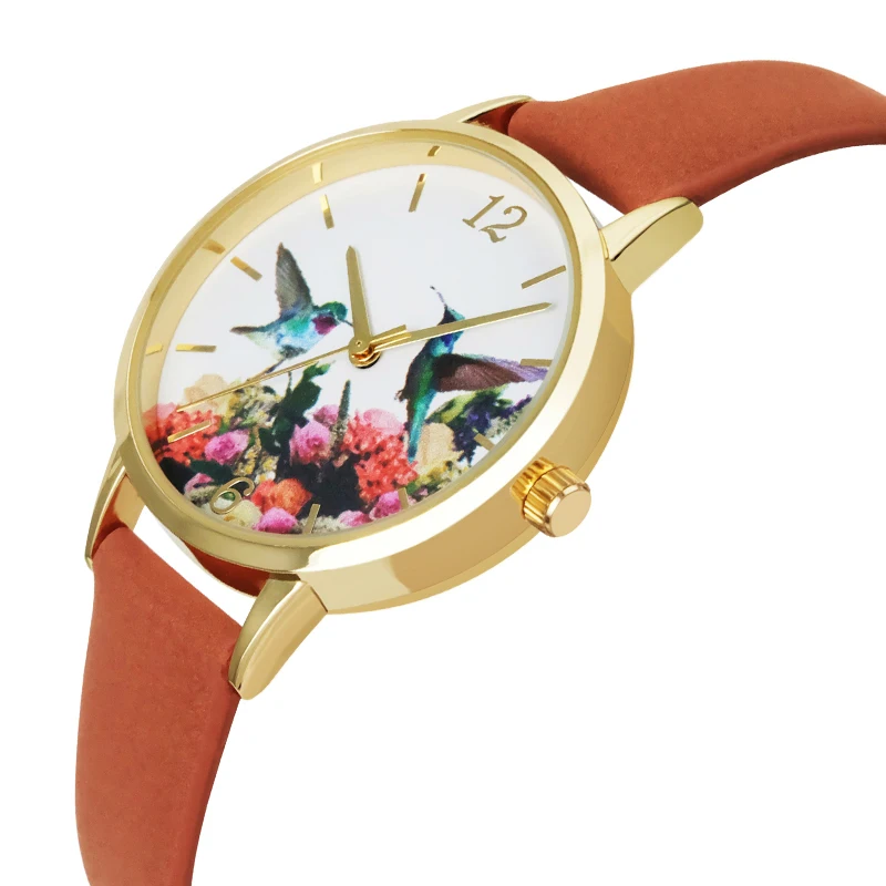 Hummingbird pattern girls watch soft strap dress watch for women elegance design 3D dial printing watch bird watch women Hummingbird pattern girls watch soft strap dress watch for women elegance design 3D dial printing watch bird watch women