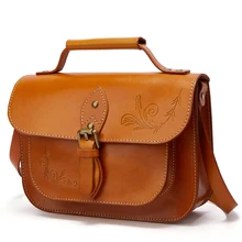 Для женщин плеча тиснением сумка через плечо сумочка кошелек Винтаж Топ Ручка Сумки Женский Натуральная кожаные сумочки