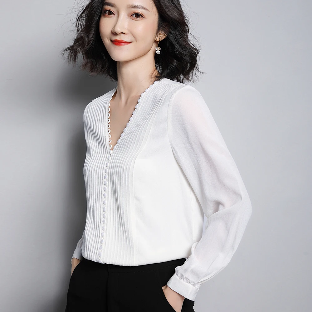 

Womens Tops and Blouses Chiffon Blouse Ruffle White Shirts for Ladies Blusas Femininas Elegante Korean Fashion Clothing