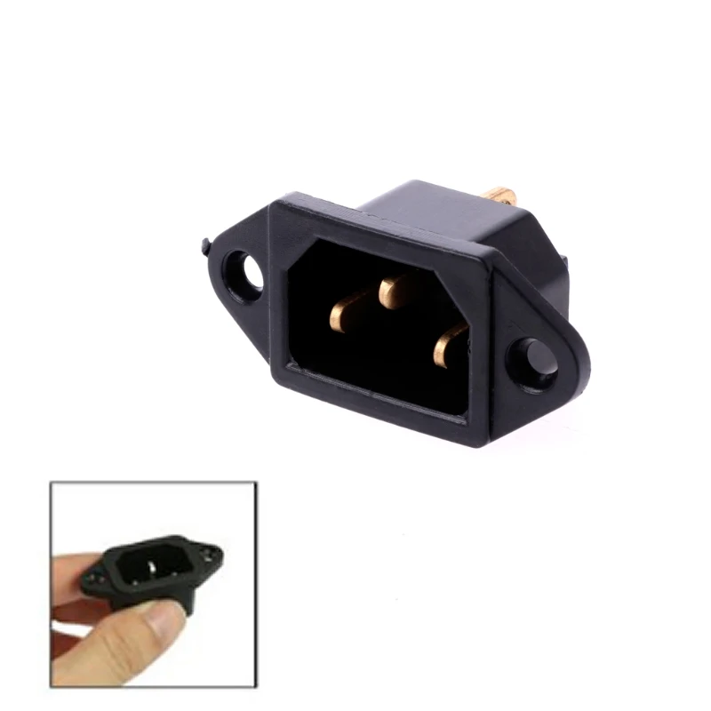 10 Pcs/Set AC 250V 10A 3-Pin Terminal IEC320 C14 Inlet Power Plug Socket Black Whosale&Dropship