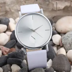 Новый бренд черный, белый цвет кожа Часы студент Для женщин Мужская Спорт Кварцевые часы пара Ultra Slim Повседневное часы relojer feminino