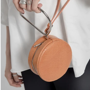 

Retro Serpentine Round Bag Women Mini Handbags Small PU Leather Shoulder Crossbody Bags Female Serpentine Messenger Bag