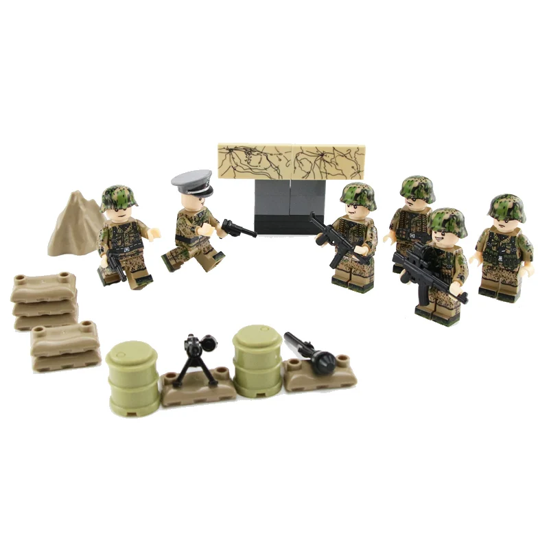 Weltkrieg 2 camouflage German Army Soldiers officers Figures Building Blocks weapons Accessories Military building blocks toys