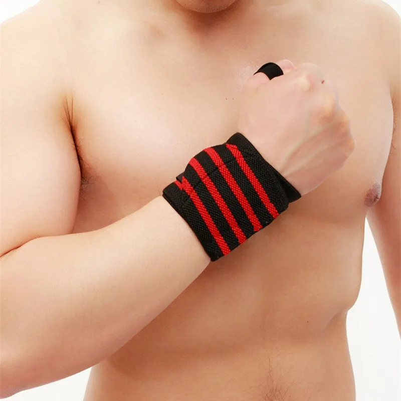 1 Pair WeightLifting Fitness Gloves Gear Weight Lifting Gym Equipment Body Building Crossfit Wrist Support Wraps Brace L346