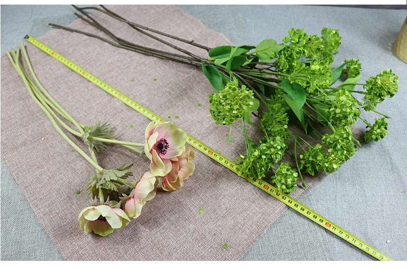 INDIGO-5 stems 8 Heads Green Hydrangea Spray Silk Flower Snow Ball Wedding Party Flower Decorative Event Flower Free Shipping