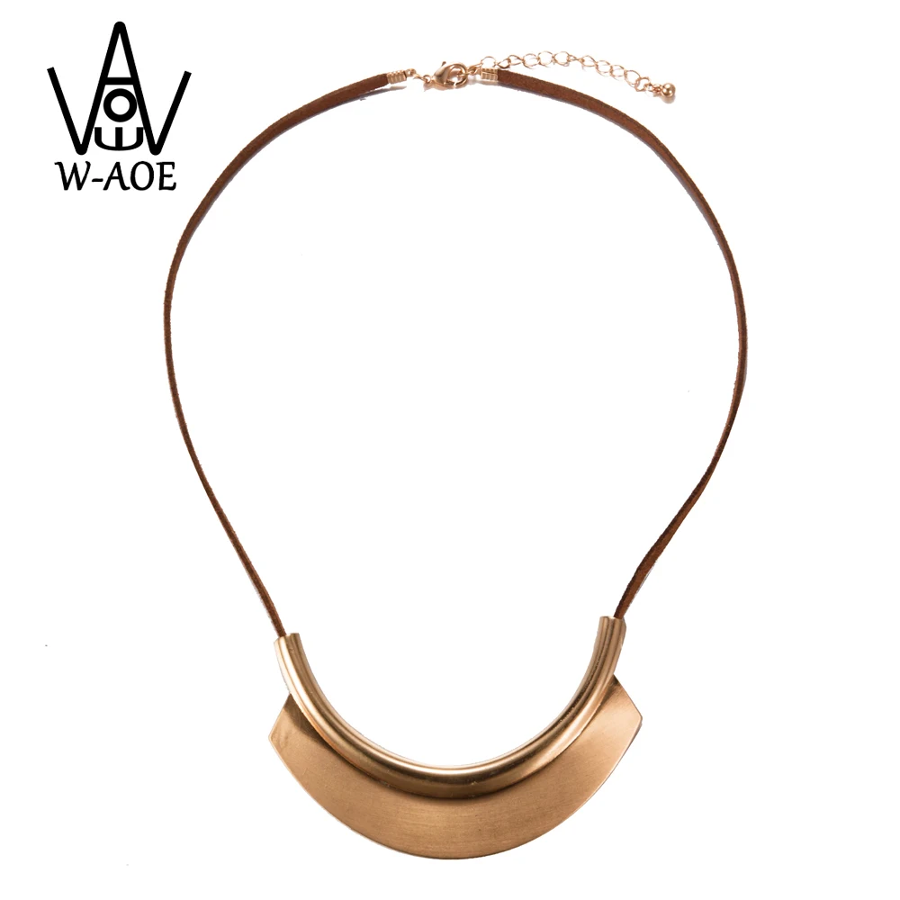 

Fashion Rose Gold Color Vintage Statement Choker Necklace For Women Collar Boho Long Leather Chain Necklaces & Pendants Jewelry