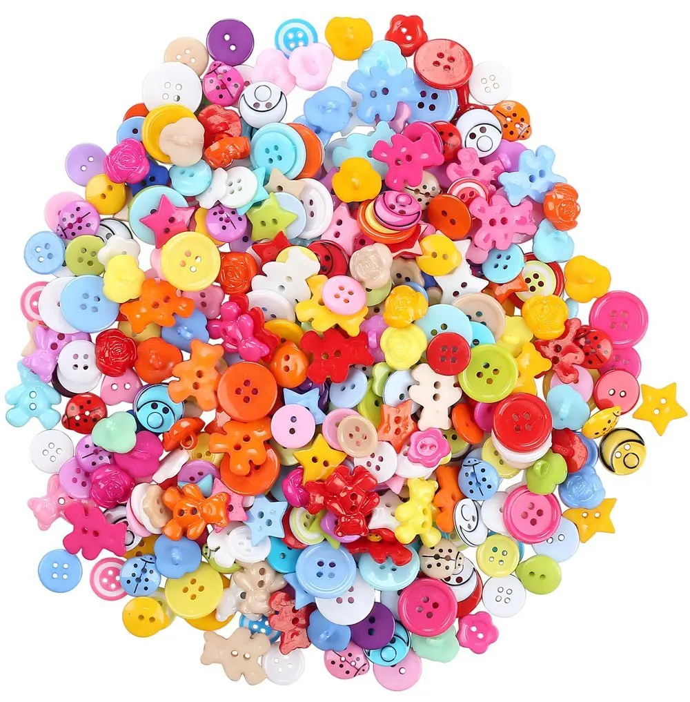 

100pcs Mixed Small Plastic Buttons Lot for Sewing Fasteners Scrapbooking and DIY Handmade Craft with Different Color and Style