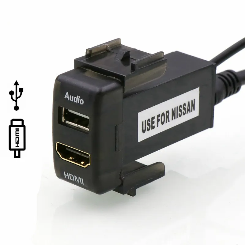 Автомобильный USB аудио Вход Зарядное устройство с Гнездо HDMI Применение для Nissan Qashqai Tiida X-trail Солнечный NV200 Teana Sylphy Паладин марта