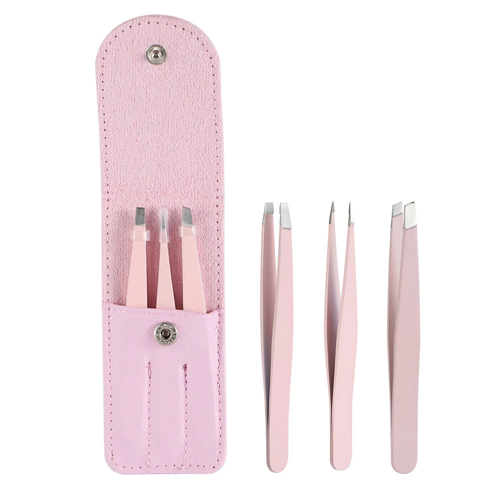 

1/3 Pcs Stainless Steel Eyebrow Tweezers Point Tip/Slant Tip/Flat Tip Hair Removal EyeBrow Makeup Tool Kits With Bag Case