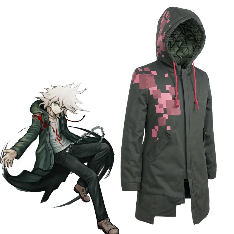 Супер Danganronpa Komaeda Nagito утепленная куртка с капюшоном карнавальный костюм Dangan Ronpa осень зима длинный плащ