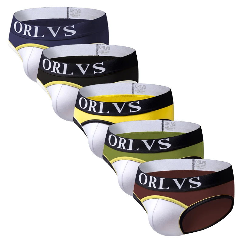 ORLVS 5 шт. сексуальное мужское нижнее белье трусы для геев cueca мужские хлопковые