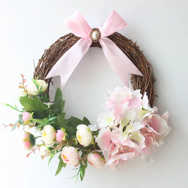 Image 1pc Decorative  Hydrangea Wreath for Front Door  Handcrafted All Season Wreath for Spring,Summer, Fall and Winter Free Shipping