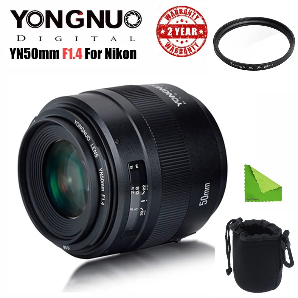 YONGNUO YN 50 мм F1.4N E стандартный объектив AF/MF для Nikon D7500 D7200 D7100 D5600 D5500 D5300 D5200 D5100 D3400 D3300 и т. Д