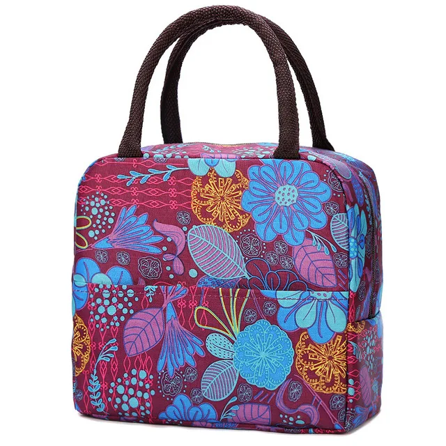 Кактус портативные изолированные Оксфорд сумки для хранения сохраняющая тепло для еды на пикник сумки для обедов для женщин дети Функциональная сумка-холодильник с узором Ланч-бокс - Цвет: Purple Flower