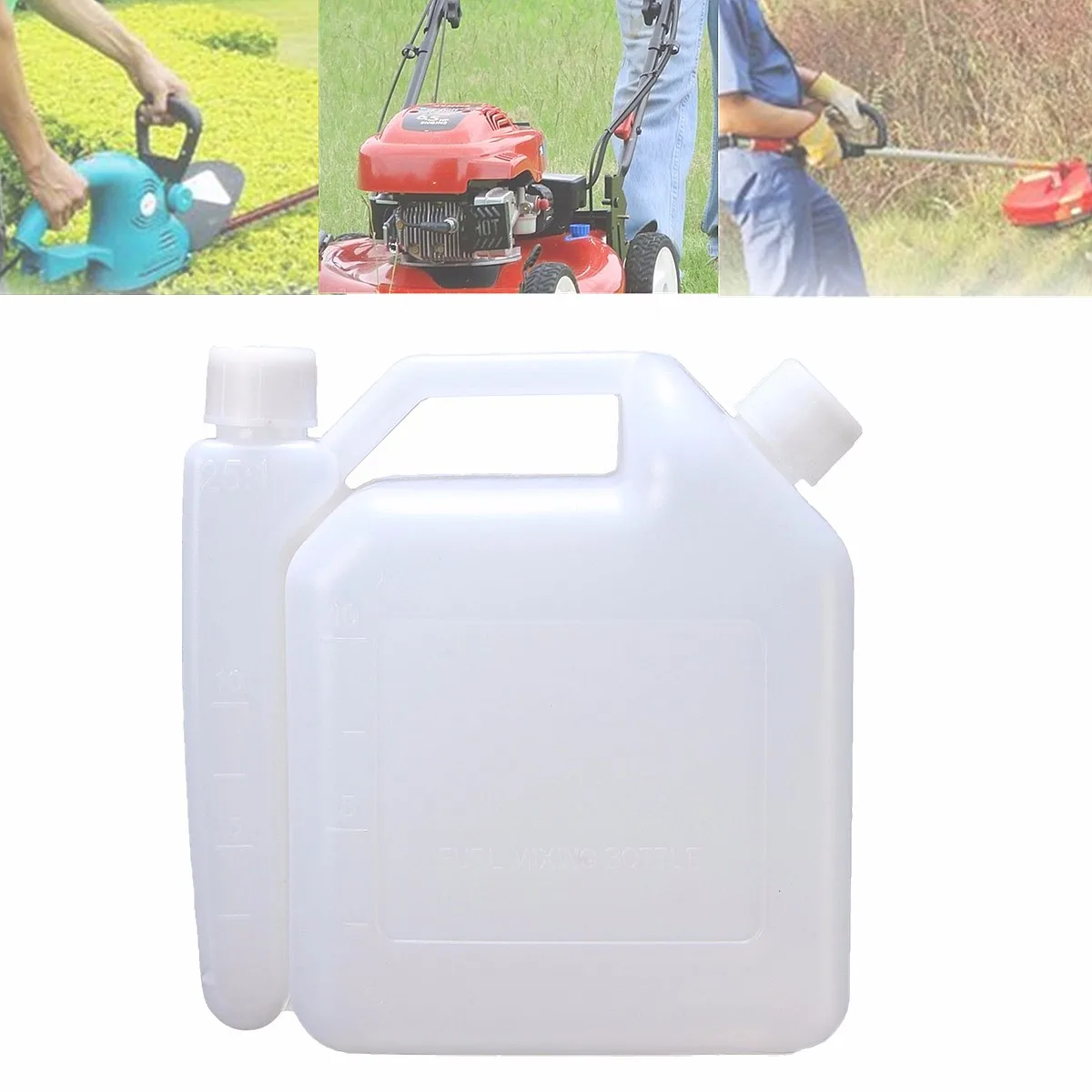 1 Litre 2 Stroke Oil Petrol Fuel Mixing Bottle Tank For Chainsaw Trimmers 1:25 Plastic Fuel Tanks White 15.5x7.3x16.3cm